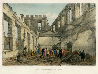 Long Room, joka johtaa Brick Toweriin, Tower of London Fire, 1841 tekijältä English School