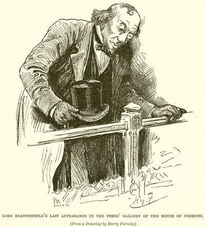 Lord Beaconsfieldin viimeinen esiintyminen alahuoneen Peers Galleryssä tekijältä English School