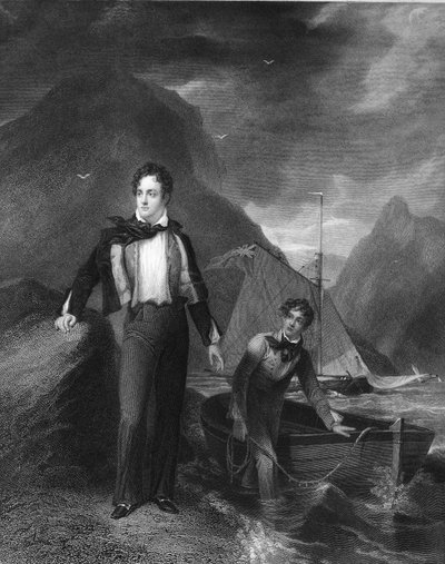 Lord Byron, englantilainen runoilija (kaiverrus) tekijältä English School