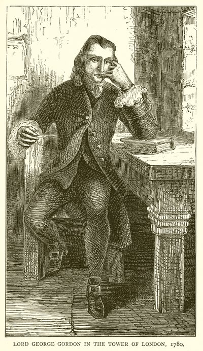 Lord George Gordon Lontoon Towerissa, 1780 tekijältä English School