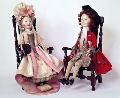 Lordi ja Lady Clapham, Williamin ja Maryn aikana tehdyt puiset nuket, 17. päivän lopulla, noin 1680-luvulla (katso myös 2453) tekijältä English School