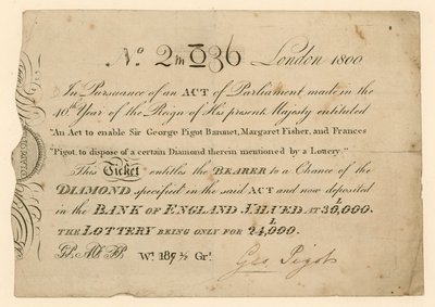 Lotto timantin voittamiseksi, 1800 tekijältä English School