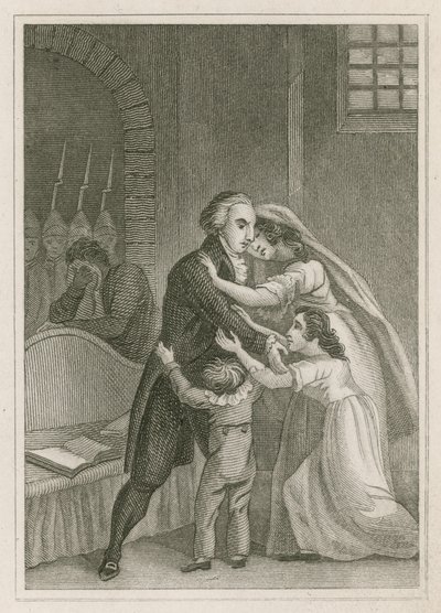 Ranskalainen Ludvig XVI jää lomalle perheestään, 1793 tekijältä English School