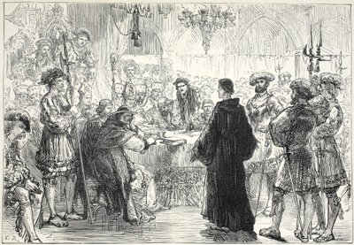 Luther ennen Wormsin valtiopäiviä, kuvitus James Aitken Wylien (1808-1890) teoksesta The History of Protestantism, pub. 1878 tekijältä English School