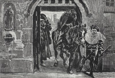 Luther pakenemassa Augsburgista, kuvitus James Aitken Wylien (1808-1890) Protestantismin historiasta, pub. 1878 tekijältä English School