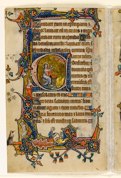 MS 1-2005, fol. 207v: Isaiah Praying, historiallinen alkukirja Macclesfield Psalterista, Use of Sarum, East Anglia, n. 1330 tekijältä English School