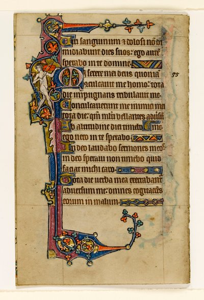 MS 1-2005, fol. 80v: Alaston muusikko, marginaalinen koristelu Macclesfield Psalterista, Use of Sarum, East Anglia, n. 1330 tekijältä English School