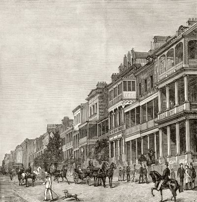 Macquarie Street, Sydney, n. 1880, Howard Willoughbyn "Australian Pictures" -julkaisusta, julkaisija Religious Tract Society, Lontoo, 1886 tekijältä English School