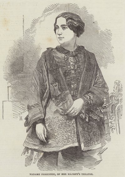 Madame Fiorentini, Hänen Majesteettinsa teatterista (kaiverrus) tekijältä English School