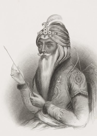 Maharaja Ranjit Singh, "Gallery of Historical Portraits" -julkaisusta, julkaistu noin 1880 tekijältä English School