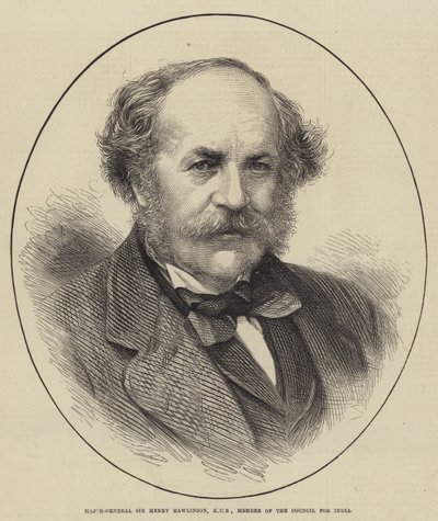 Kenraalimajuri Sir Henry Rawlinson, KCB, Intian neuvoston jäsen (kaiverrus) tekijältä English School