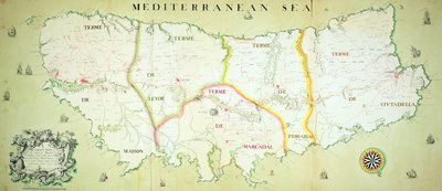 Kartta Minorcan saaresta, noin 1740 tekijältä English School