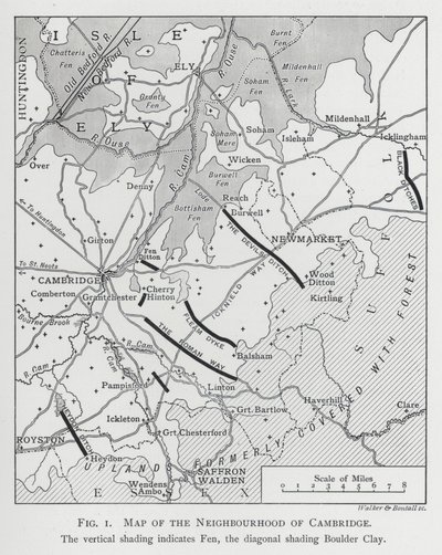 Cambridgen naapuruston kartta (kaiverrus) tekijältä English School