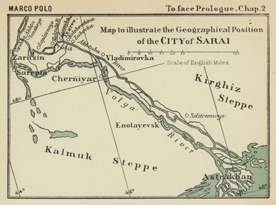 Sarain kaupungin maantieteellistä sijaintia kuvaava kartta (litografia) tekijältä English School