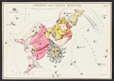 Kartat C.44.A.42 Perseus ja Caput Meudusa, Uranian peilistä; tai näkymä taivaaseen. [32 kortin laatikko.]
