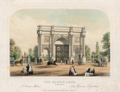 Marble Arch, Oxford Street, Lontoo (värillinen kaiverrus) tekijältä English School