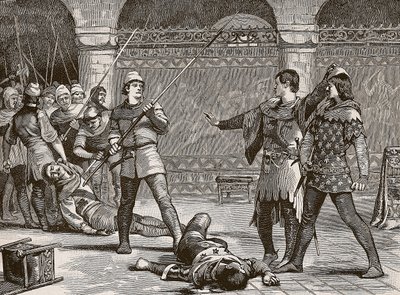 Marcel ja Dauphin of France, kuvitus Cassells Illustrated History of Englandista (seepiakuva) tekijältä English School