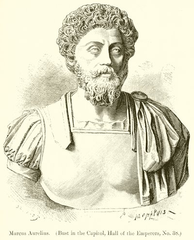Marcus Aurelius. (Bust in the Capital, Hall of the Emperors, nro 38) tekijältä English School