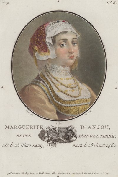 Margaret Anjou, Englannin kuninkaan Henrik VI:n kuningatar puoliso (värillinen kaiverrus) tekijältä English School