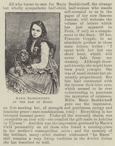 Marie Bashkirtseff, kahdeksanvuotiaana (kaiverrus) tekijältä English School
