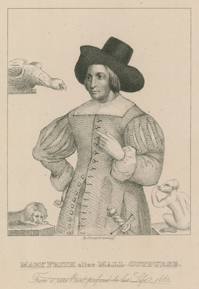Mary Frith, alias Moll Curpurse, harvinaisesta kirjasesta, jonka etuliitteenä on hänen elämänsä, 1662 tekijältä English School