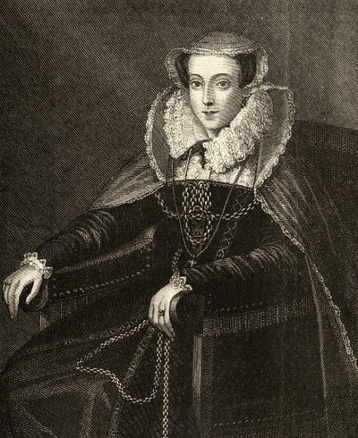 Skotlannin kuningatar Maria (1542-87) (kaiverrus) tekijältä English School