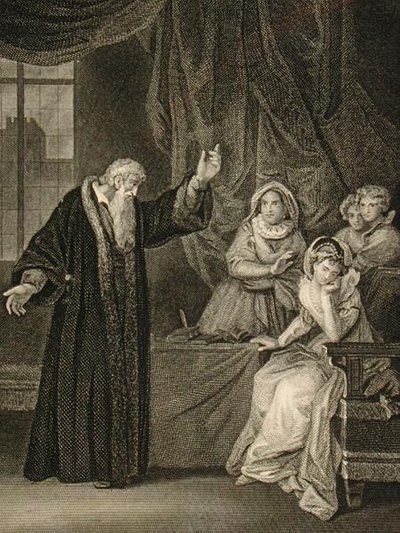 Mary, Skotlannin kuningatar (1542-87) ja John Knox (n.1512-72) (kaiverrus) tekijältä English School