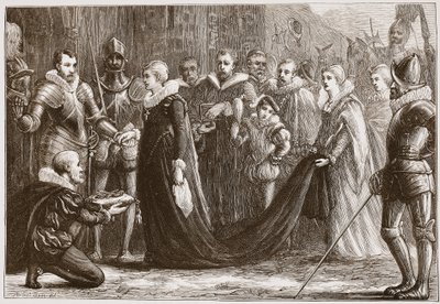 Mary Queen of Scots astumassa Holyroodiin, kuvitus James Aitken Wylien (1808-1890) teoksesta The History of Protestantism, pub. 1878 tekijältä English School