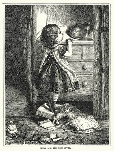 Maria ja astianpäällinen (kaiverrus) tekijältä English School
