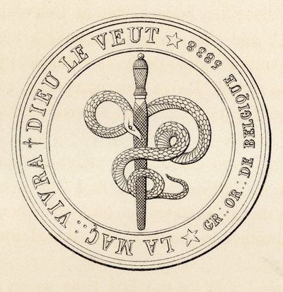 Vapaamuurarien sinetti, julkaisusta "The History of Freemasonry, osa III", julkaisija Thomas C. Jack, Lontoo, 1883 tekijältä English School
