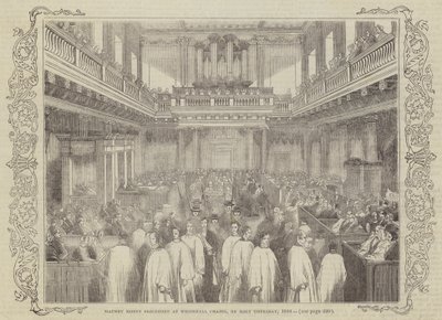 Maundy Money Procession Whitehall Chapelissa, pyhänä torstaina 1844 tekijältä English School