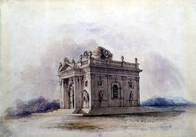 Mausoleumisuunnittelu, n. 1825 (akvarelli paperille) tekijältä English School