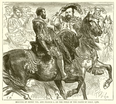 Henrik VIII:n ja Francis I:n tapaaminen kultakankaalla, 1520 tekijältä English School