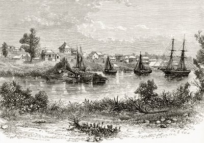 Melbourne, 1840, Howard Willoughbyn "Australian Pictures" -julkaisusta, julkaisija Religious Tract Society, Lontoo, 1886 tekijältä English School