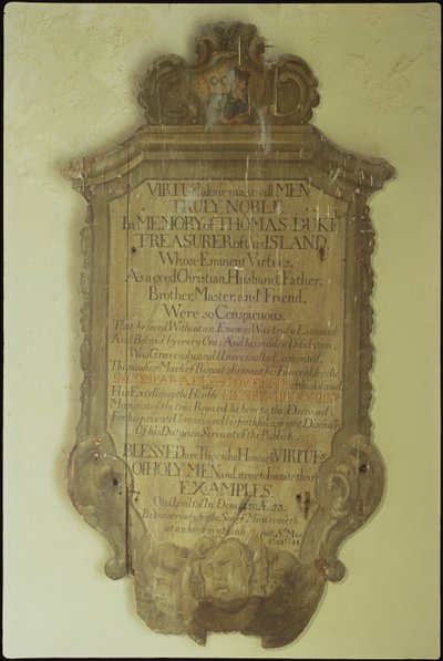 Thomas Duken muistomerkki, 1750 (maalattu puu) tekijältä English School