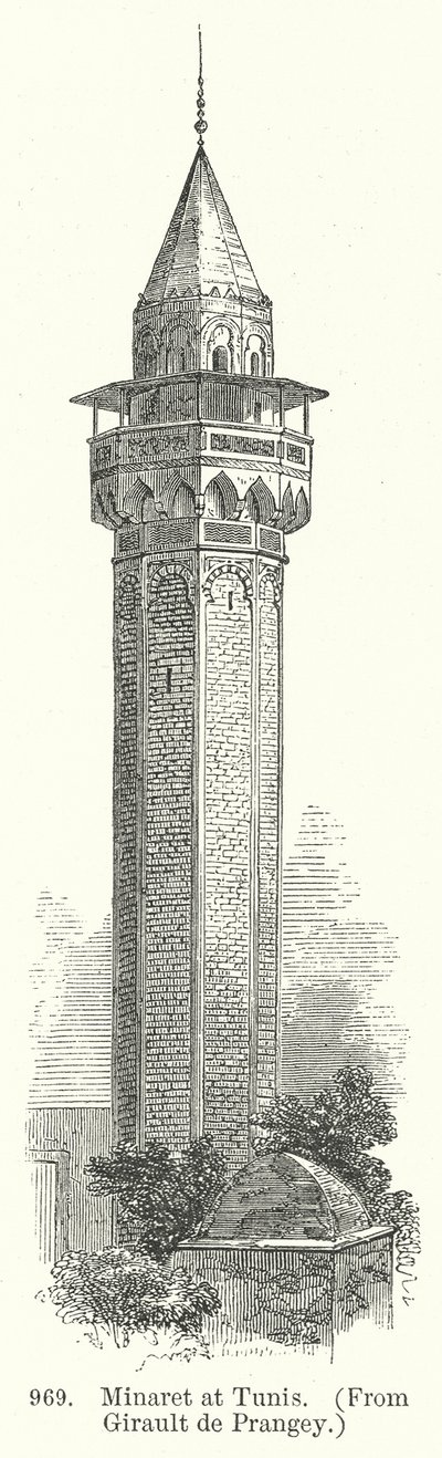 Minareetti Tunisissa (kaiverrus) tekijältä English School