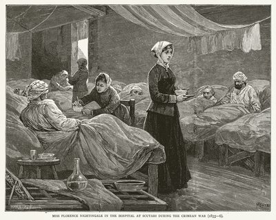 Neiti Florence Nightingale Scutarin sairaalassa Krimin sodan aikana (1855--6) tekijältä English School