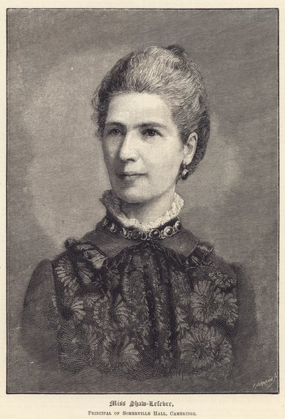 Miss Shaw-Lefevre, Cambridgen Somerville Hallin rehtori (kaiverrus) tekijältä English School