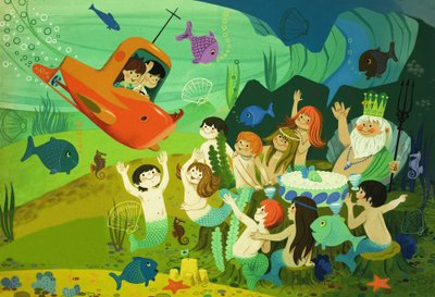Moderni satu: sukellusvene ja merenneitoja tekijältä English School