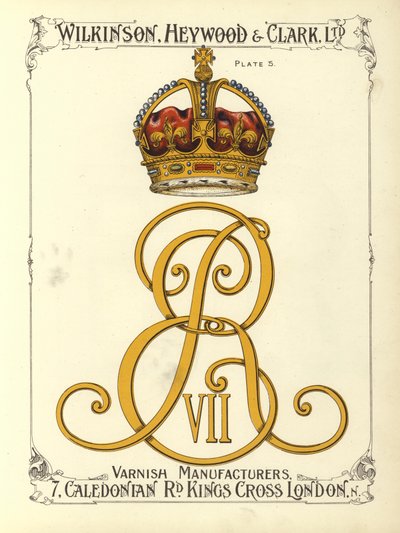 Kuningas Edward VII:n monogrammi (chromolitho) tekijältä English School