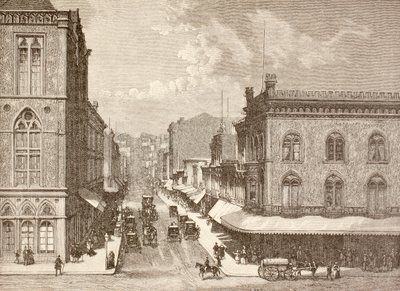 Montgomery Street, San Francisco 1880-luvulla (litho) tekijältä English School