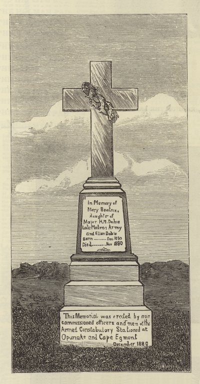 Monumentti Upunkassa, Uudessa-Seelannissa (kaiverrus) tekijältä English School