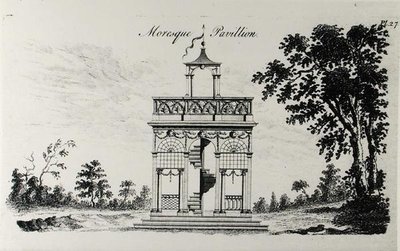 Maurien paviljonki, William Wrighten "Grotesque Architecture, or Rural Amusement", julkaistu 1767 (kaiverrus) (m/w kuva) tekijältä English School