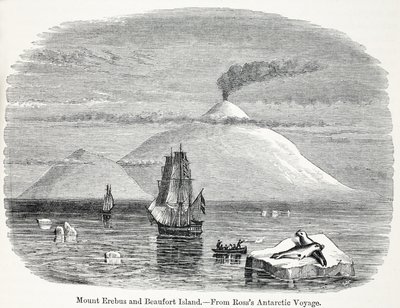 Erebus-vuori ja Beaufort-saari Rosss Antarktic Voyagesta tekijältä English School