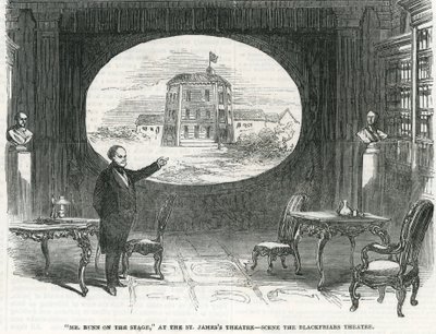 Herra Bunn lavalla, St James -teatterissa - Scene the Blackfriars Theater tekijältä English School
