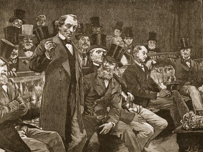 Disraeli kertoo alahuoneessa tarinansa "kuivasta samppanjasta". tekijältä English School