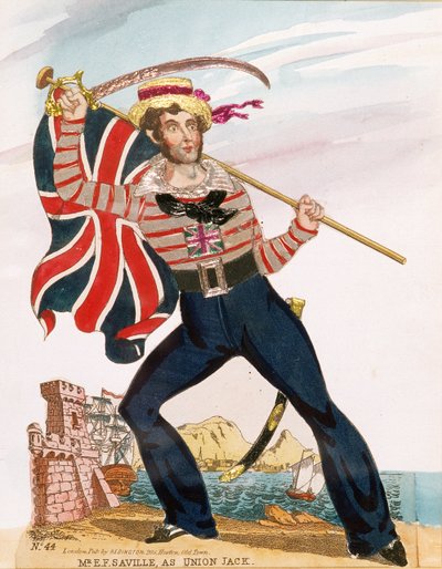 Mr E.F. Saville "Union Jack", pub. kirjoittanut Redington (kaiverrus ja kollaasi) tekijältä English School