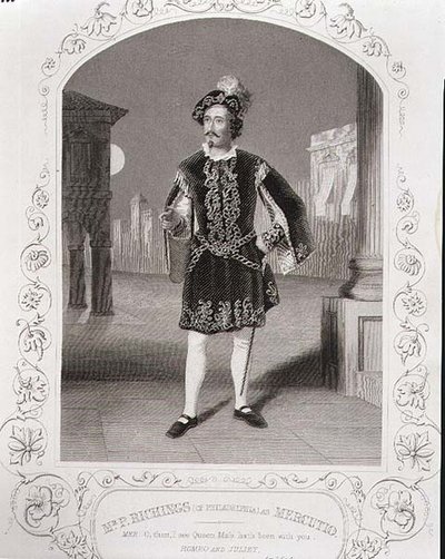 Mr P. Ritchings (Philadelphiasta) Mercutiona, Romeo ja Julia -elokuvan I kohtaus 4, dagerrotypiasta, pubista. Kirjailija: John Tallis & Co. (litho) tekijältä English School