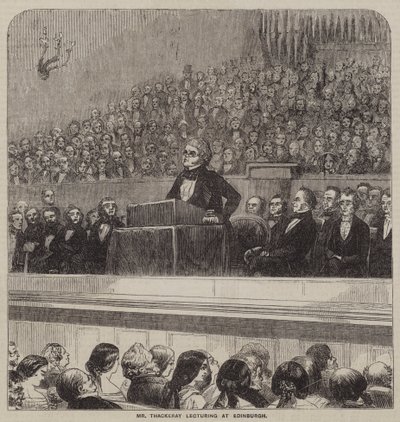 Mr Thackeray luennoimassa Edinburghissa (kaiverrus) tekijältä English School