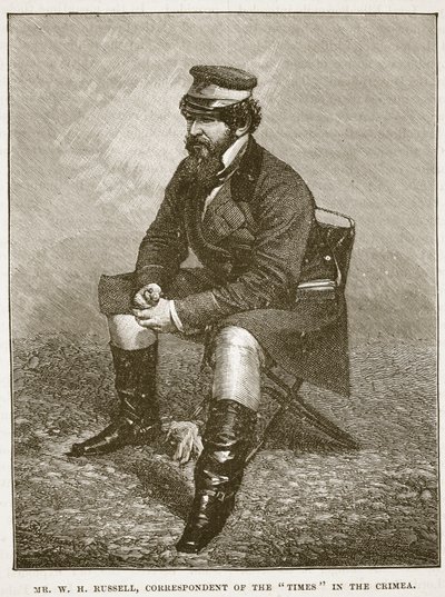 Mr W H Russell, Timesin kirjeenvaihtaja Krimillä, kuvitus Cassells Illustrated History of Englandista (seepiakuva) tekijältä English School